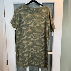 Old Navy Green Camouflage Tee Dress
